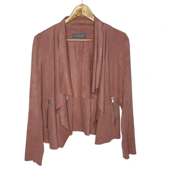 Like New Bagatelle Faux Suede Dusty Rose Draped Front Jacket s - Picture 7 of 11
